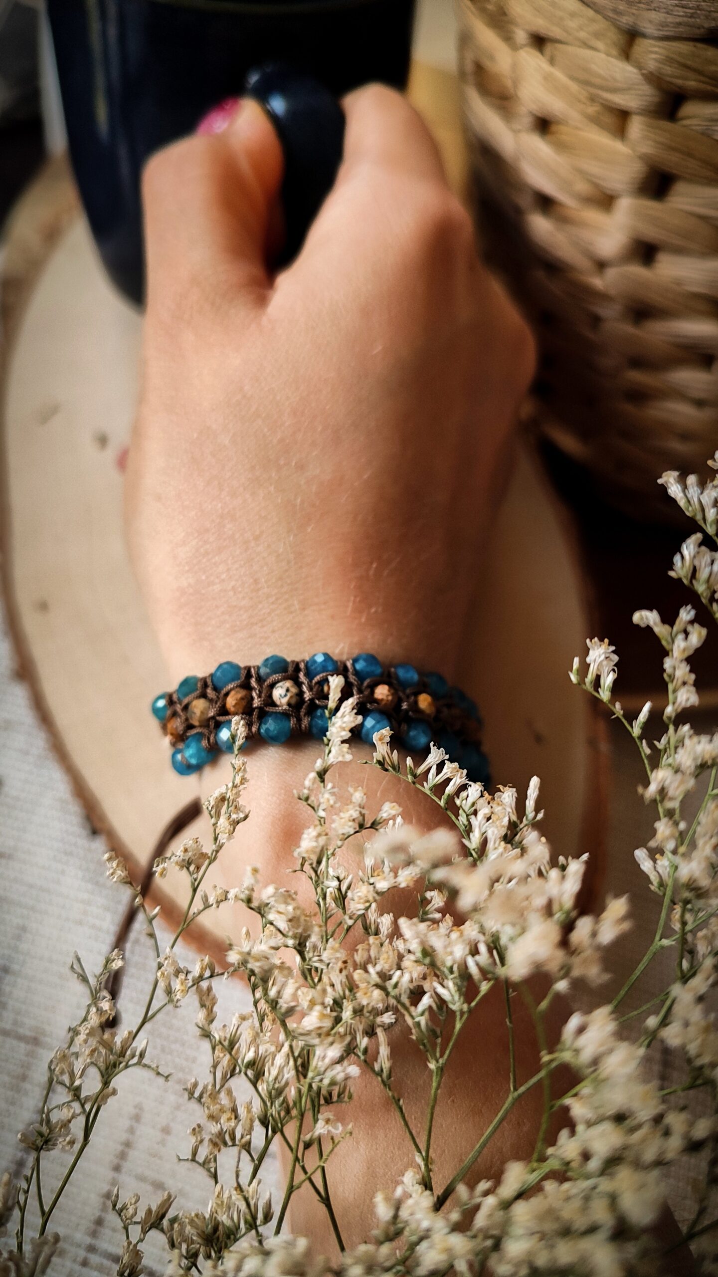 Preria -wyplatana bransoletka z kamieni naturalnych - obrazek 4