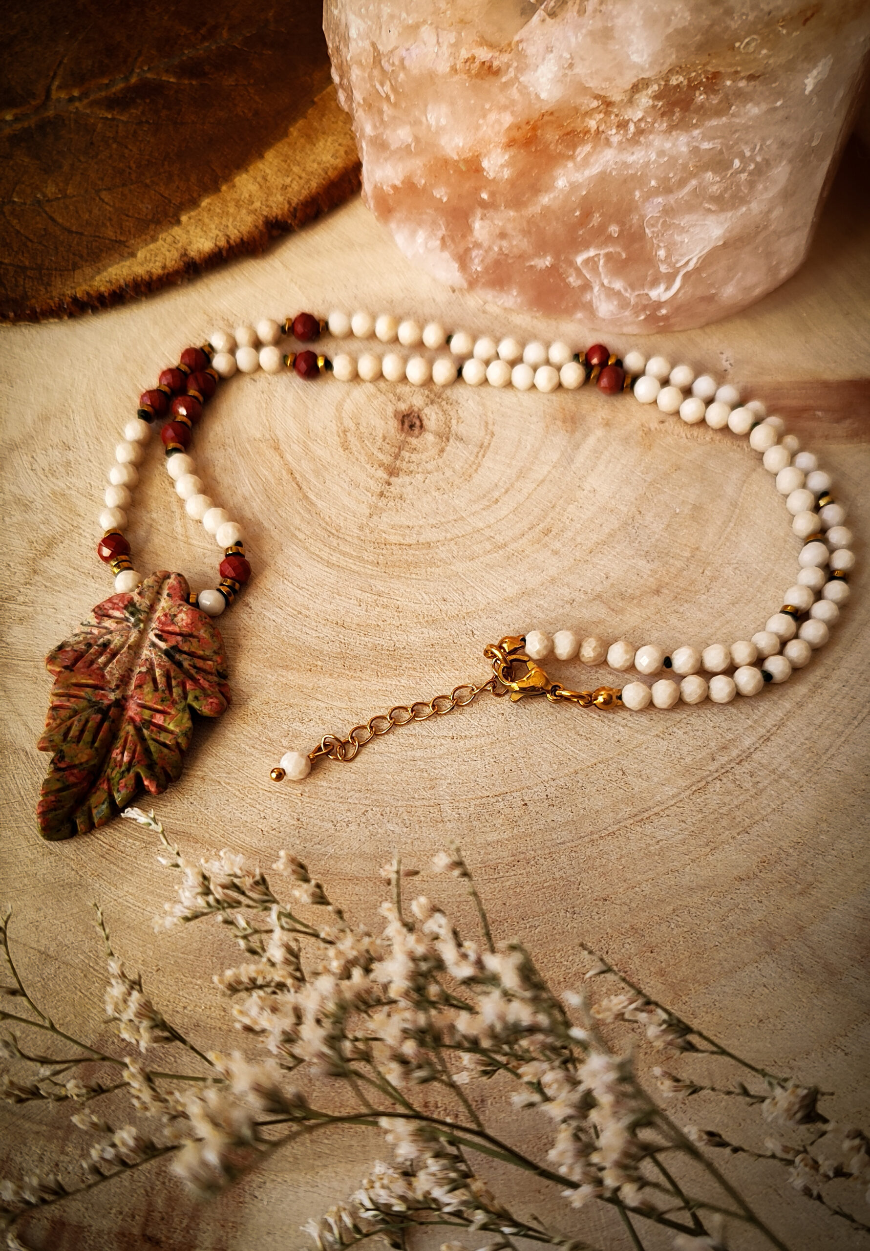 Babie lato - naszyjnik z drobnych kamieni handmade