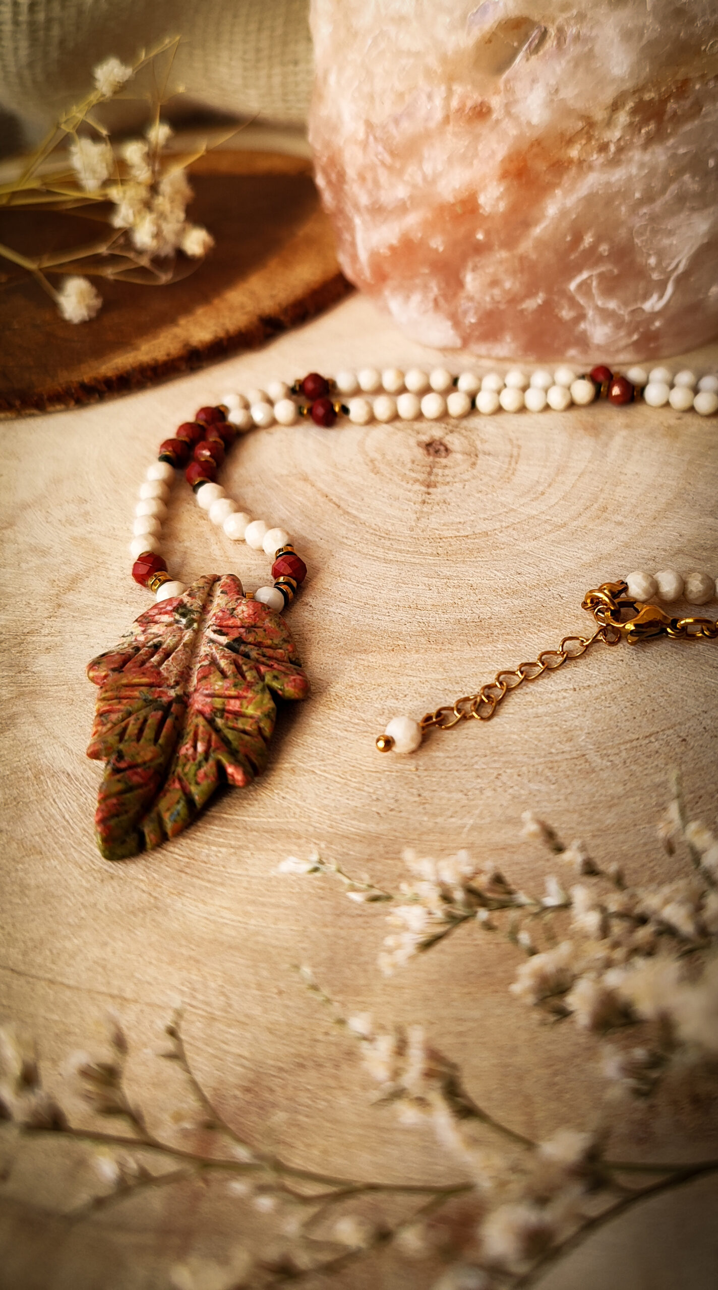 Babie lato - naszyjnik z drobnych kamieni handmade - obrazek 3