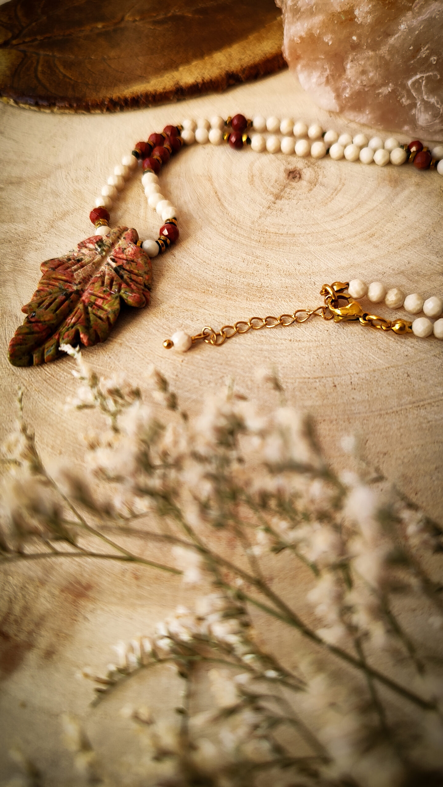 Babie lato - naszyjnik z drobnych kamieni handmade - obrazek 2