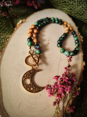 Głębia - naszyjnik z kamieni naturalnych z zawieszką handmade