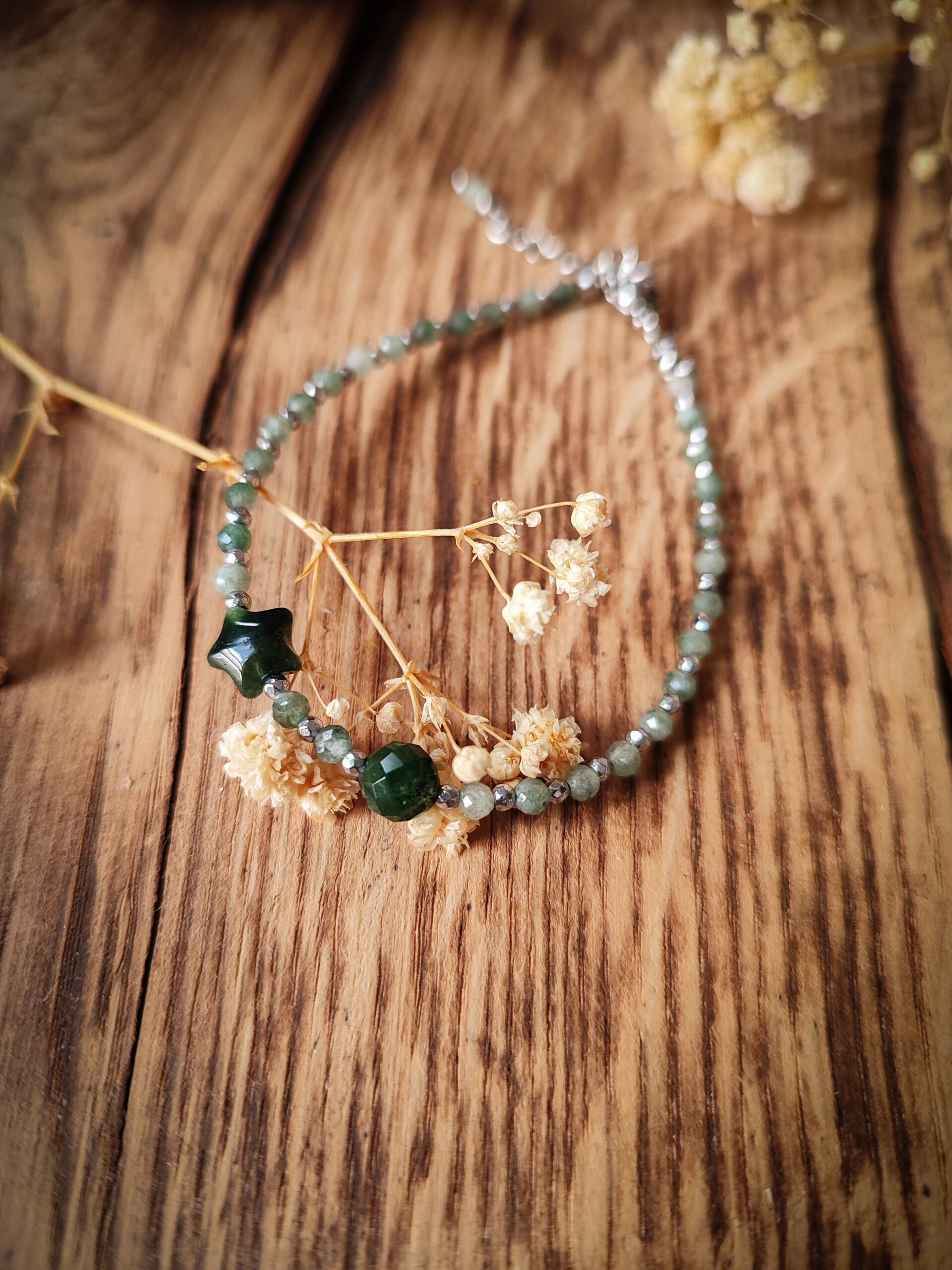 Pierwszy przymrozek - bransoletka z drobnych kamieni naturalnych handmade