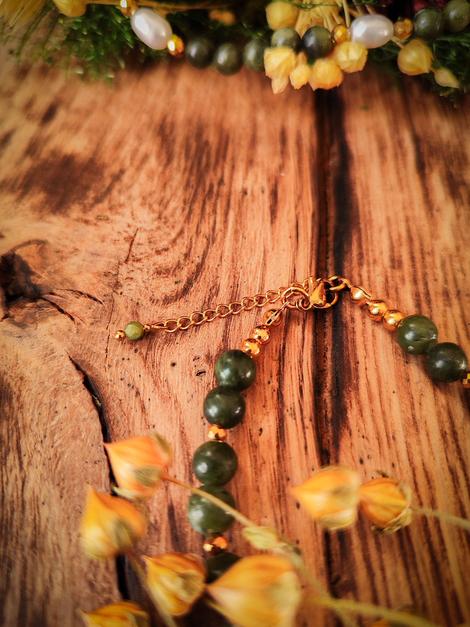 Leśna rosa - bransoletka z kamieni i pereł handmade - obrazek 3