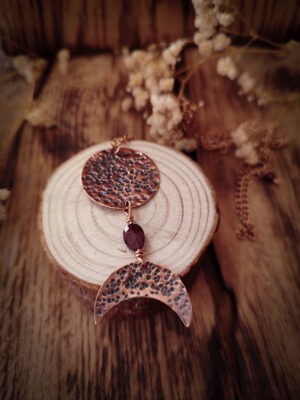 Miedziany naszyjnik z granatem PEŁNIA