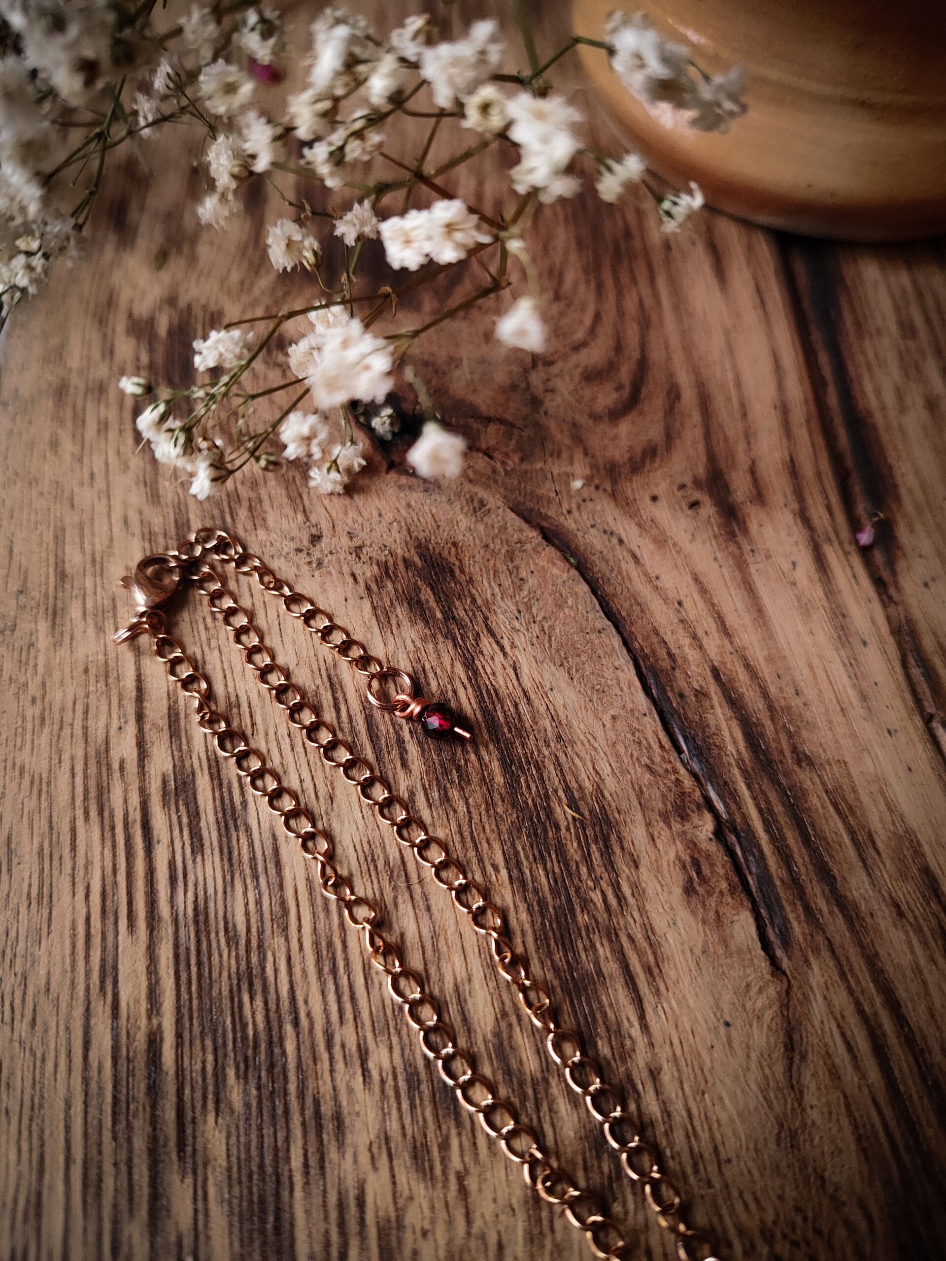 Miedziany naszyjnik z granatem PEŁNIA - obrazek 2