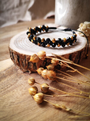 Bransoletka wyplatana z czarnym turmalinem i hematytem